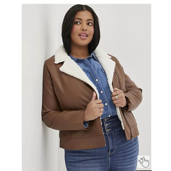 Torrid Sherpa Lined Faux Leather Jacket (Sz 1X) - Picture 1 of 6
